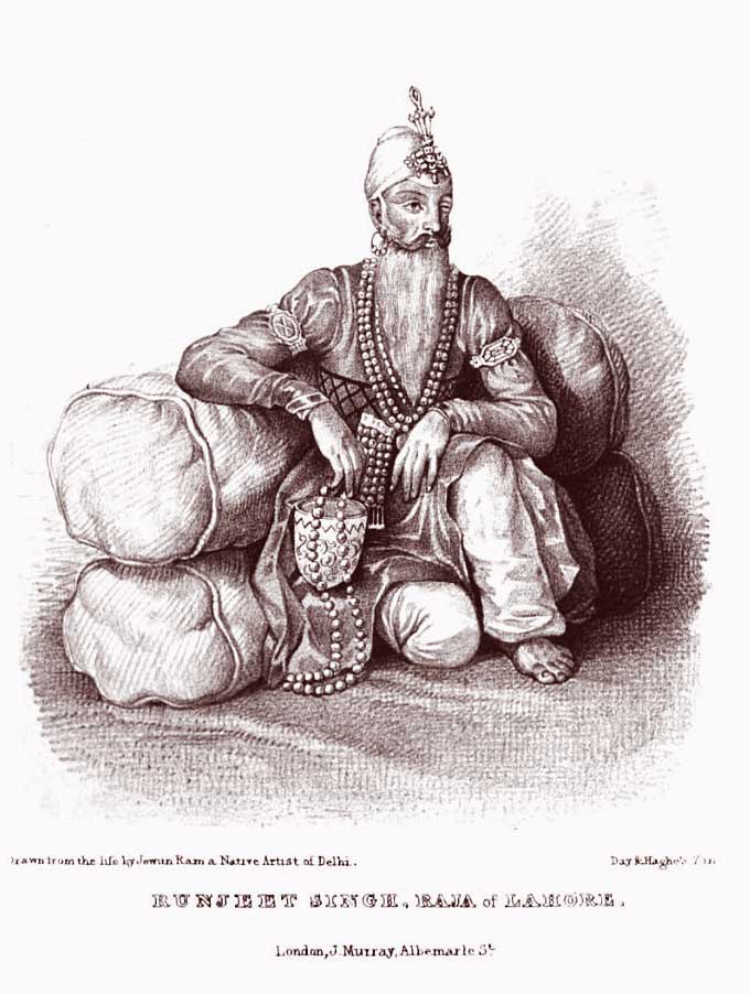 Ranjit Singh, the "Lion of the Punjab." From Burnes (1834–1835).