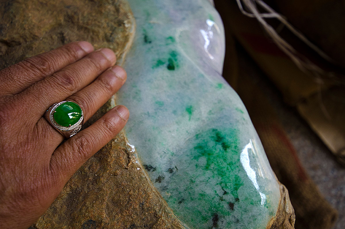 Although nephrite jade is China's original "Stone of Heaven," fine jadeite, as shown here, is the most sought-after of jades in the Chinese community today. Photo Richard W. Hughes from Lotus Gemology, in Ruili, China.