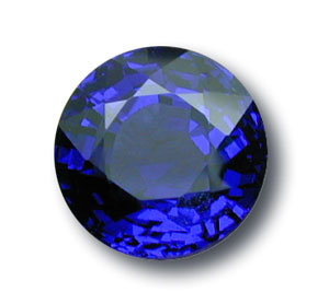 This 5-ct. plus untreated Burma sapphire currently available from Pala International shows the intense violetish blue color that has made Mogok sapphires among the most sought after in the world. It's round shape makes it particularly desirable. Photo: John McLean; Gem: Pala International