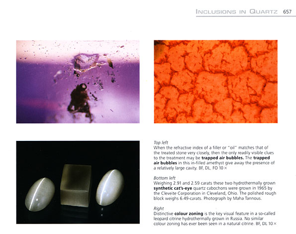 Synthetic and treated gems are also given their due. Quartz, page 657.