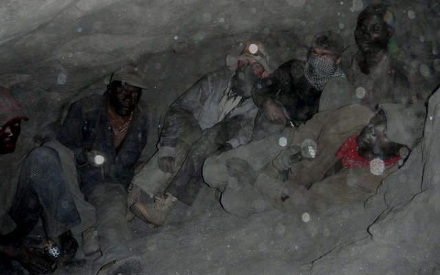 Vincent Pardieu and Philippe Brunot in the tight confines of a tanzanite mine at Merelani's Block D