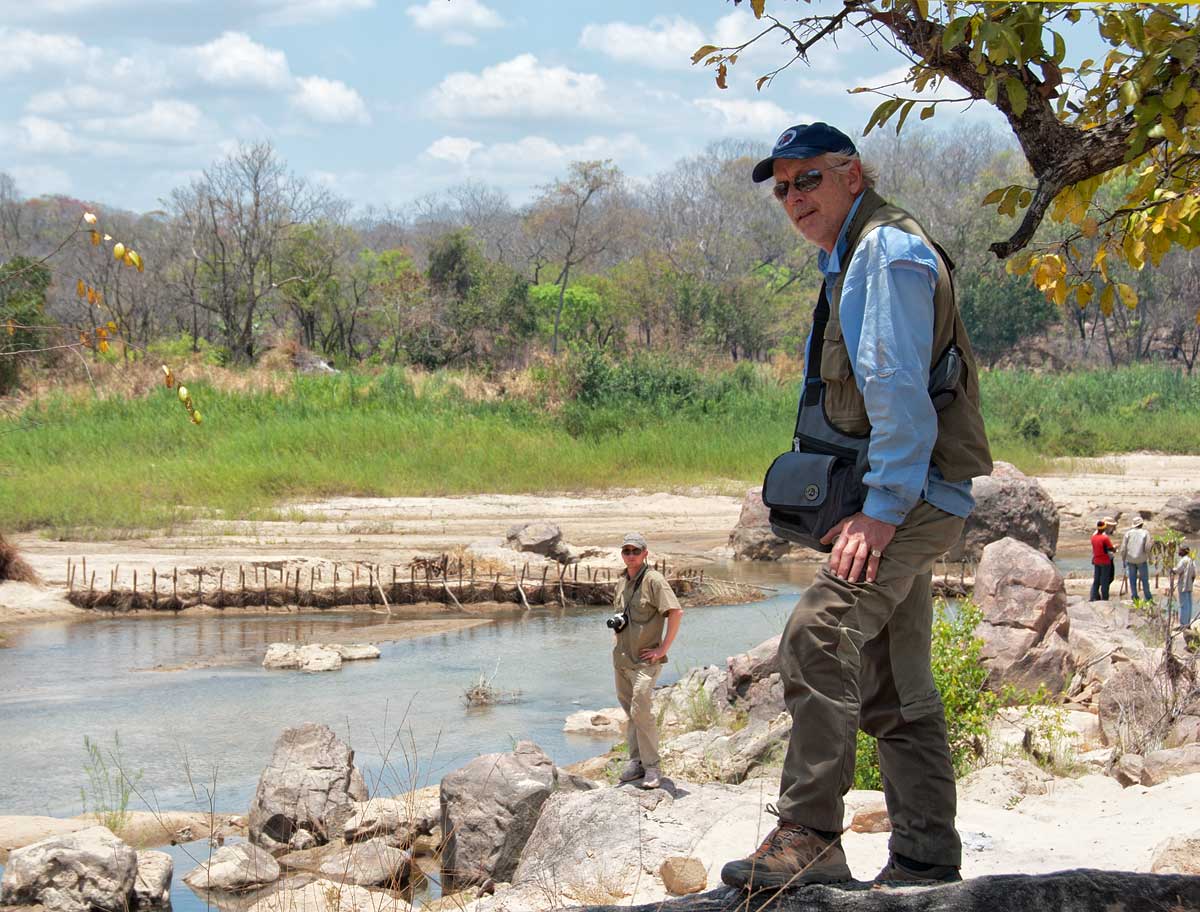Monty Chitty (foreground) and his son, Warne, along the Muhuwesi river in Tanzania's Tunduru district. Lotus Gemology.